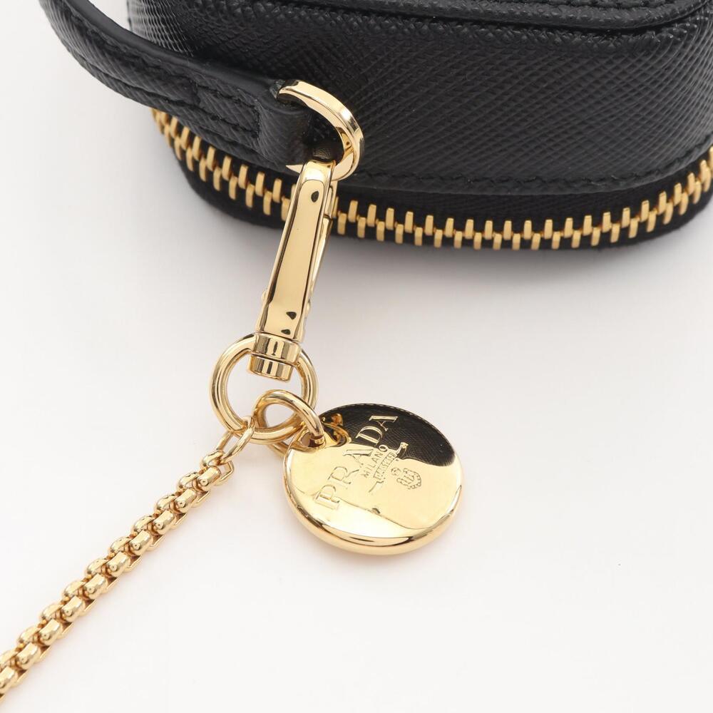 Prada Saffiano Triangle Clutch Shoulder Bag Leather Black - Picture 4 of 4